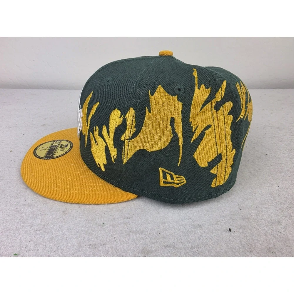 New Era Green Gold Oakland Athletics A's Retro Pattern 59FIFTY Fitted‎ Hat 7 5/8